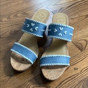 New Jack Rogers  Blue Ella Wedge Sandals, Size 10